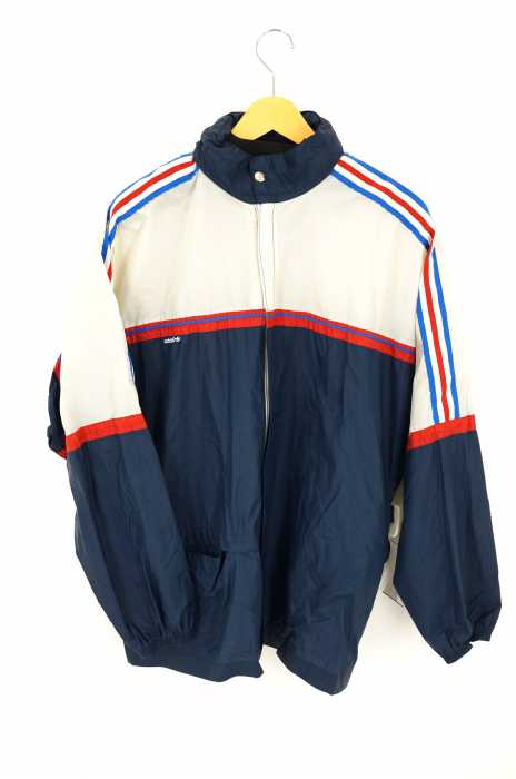 adidas (アディダス) 70s-80s トレフォイルロゴ前期 青タグ ナイロンジップアップジャケット メンズ アウター