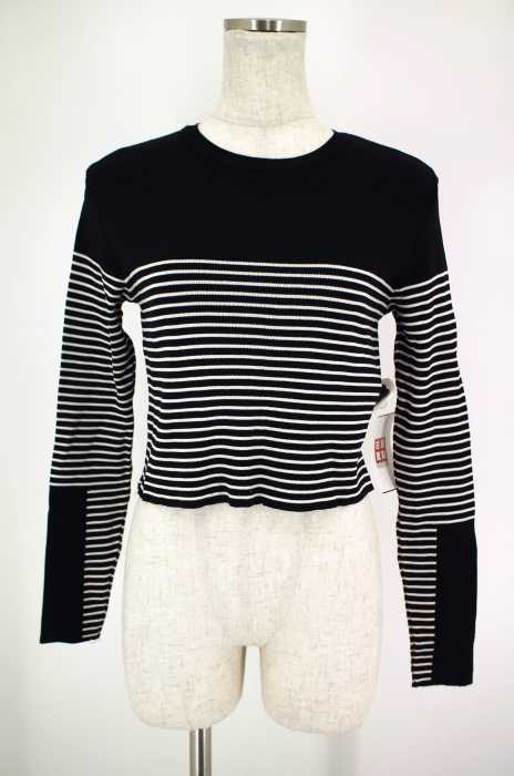 ZARA KNIT （） ショート丈ボーダー柄ニットトップス レディース トップス