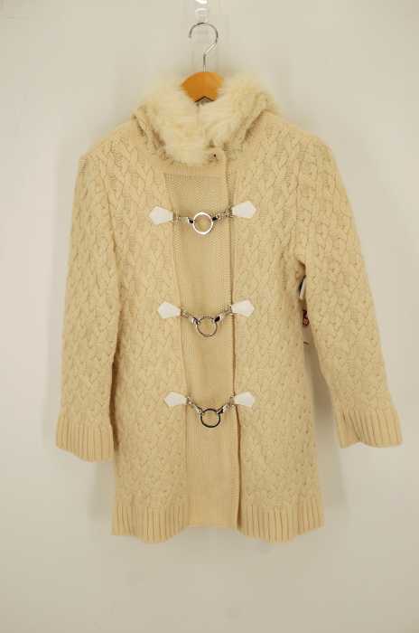 courreges （クレージュ） フォックスファー付き フーデッドニットコート レディース アウター