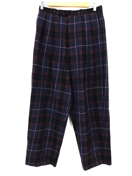 LAD MUSICIAN（ラッドミュージシャン） 18SS WOOL GABARDINE PUNK CHECK 2TUCK WIDE SLACKS メンズ パンツ
