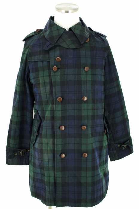 MEN'S MELROSE （メンズメルローズ） Millerainミラレーン　チェック柄オイルドトレンチジャケット メンズ アウター