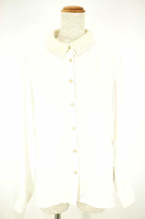 natural couture NICE CLAUP （ナイスクラップ） パール付け襟シフォンシャツ レディース トップス