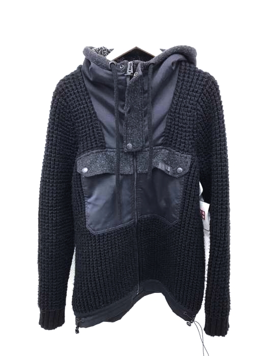 DIESEL(ディーゼル) ナイロンレザー切替フーデッドニットブルゾン メンズ アウター
