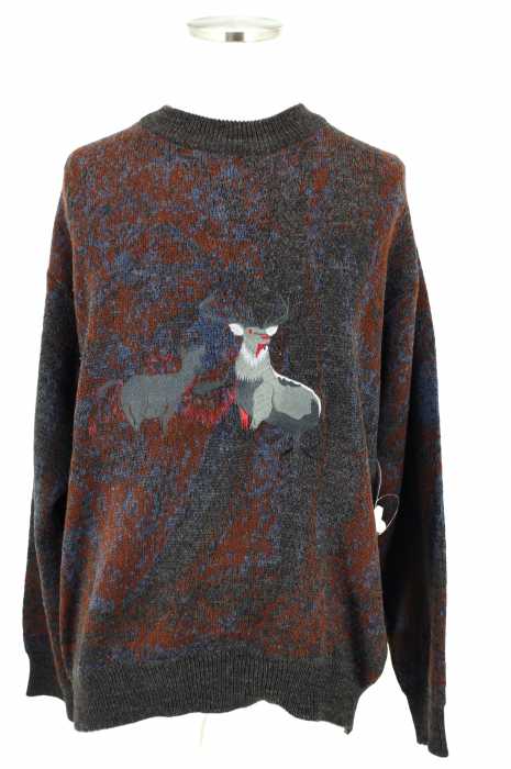 pierre cardin (ピエールカルダン) 鹿刺繍プルオーバーニットセーター メンズ トップス