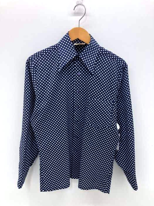 Sears(シアーズ) 70S KINGS ROAD 襟芯 ドット柄ポリエステルシャツ ボックスヘム メンズ トップス