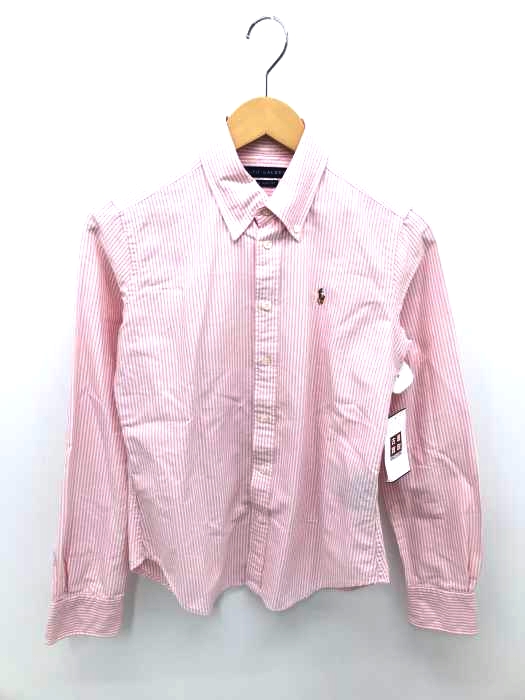 RALPH LAUREN（ラルフローレン） SUPER SLIM FIT 刺繍ストライプオックスフォードボタンダウンシャツ レディース トップス