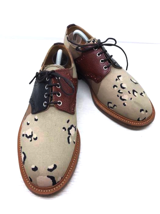 MARK MCNAIRY（マークマクナイリー） 外羽根レザー切替コットンカモ柄プレーントゥ メンズ シューズ