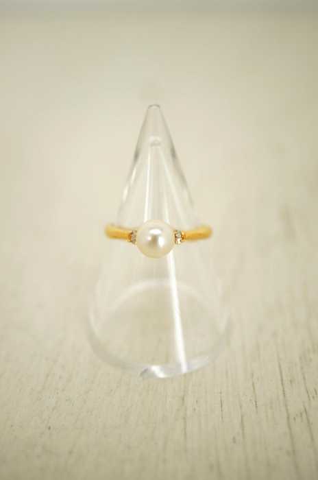 USED古着  （ユーズドフルギ） K18  0.03ct パールリング レディース アクセサリー