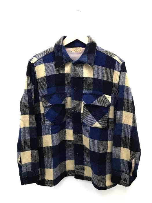 BRENT(ブレント) 40~50S ブロックチェックウール ネルシャツ メンズ トップス