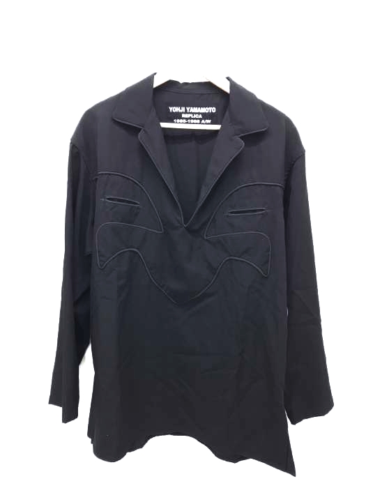 Yohji Yamamoto POUR HOMME（ヨウジヤマモトプールオム） 10AW 85AWREPLICA 100番台ウールギャバジン 刺繍ウールギャバジンプルオーバーシャツ メンズ トップス
