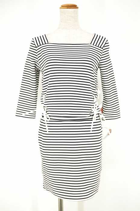 CECIL McBEE （セシルマクビー） レースアップデコルテトップスボーダータイトスカートセットアップ レディース ワンピース