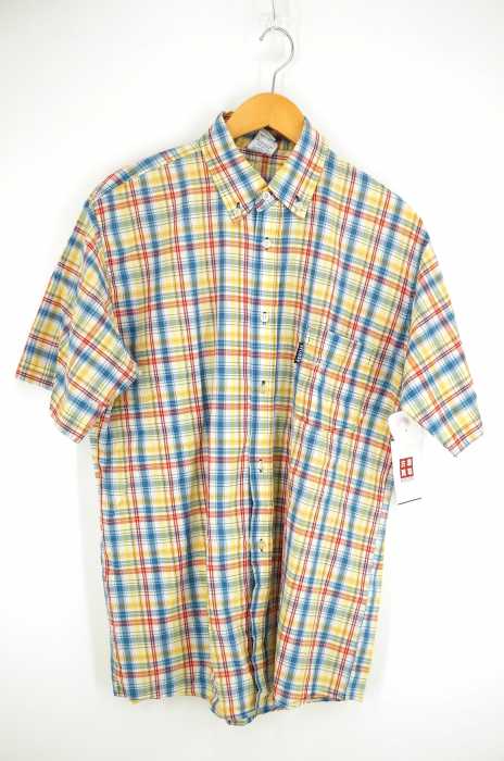 Stussy（ステューシー） 90S USA製 ロゴ刺繍半袖ボタンダウンチェックシャツ メンズ トップス