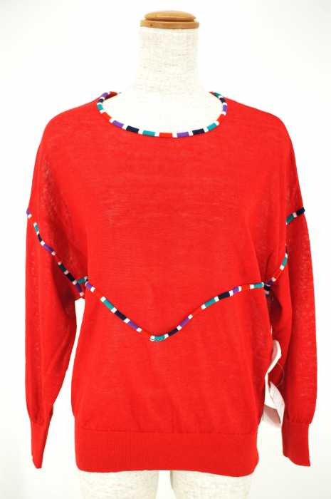 TSUMORI CHISATO (ツモリチサト) 15SS パイピングデザインリネン混ニットトップス レディース トップス
