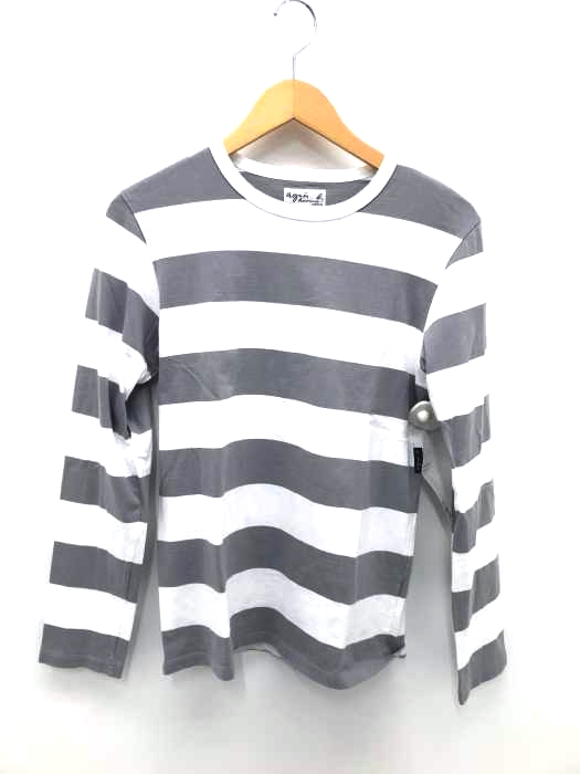 Agnes b.homme（アニエスベーオム） ボーダー クルーネック長袖Tシャツ メンズ トップス