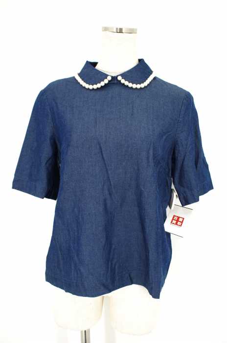 Bon mercerie () テンセル混デニムパールビジュー衿ブラウス レディース トップス
