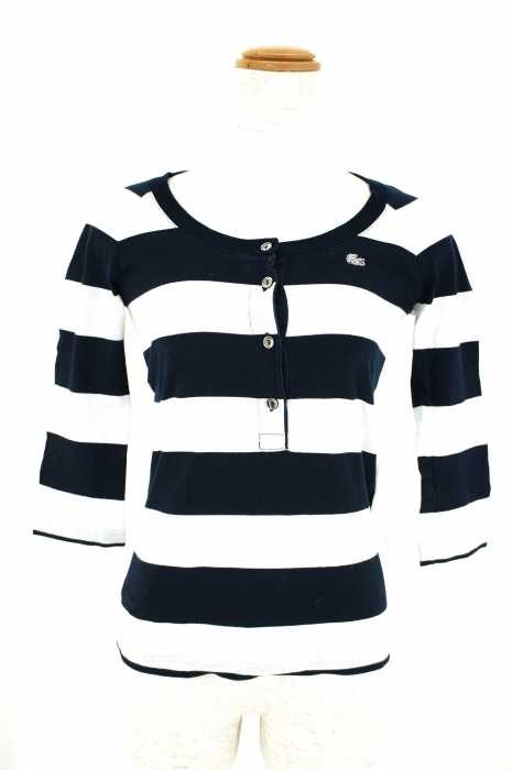 LACOSTE (ラコステ) ヘンリーネックボーダーカットソー レディース トップス