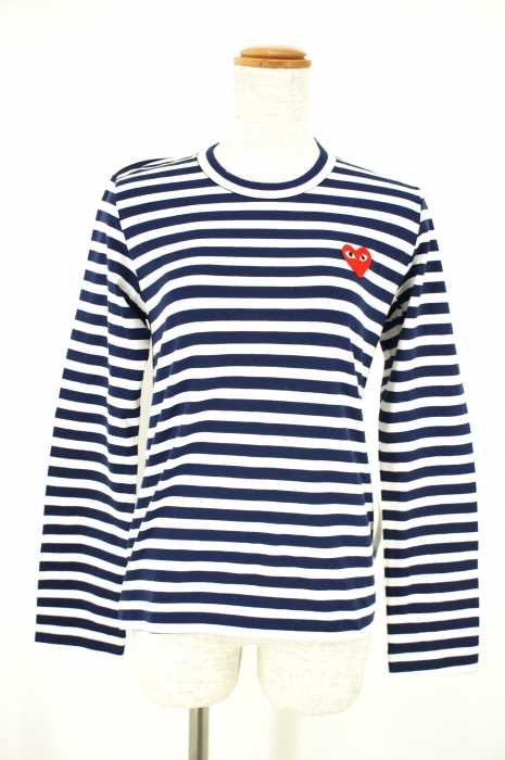 PLAY COMME des GARCONS (プレイコムデギャルソン) AD2014 ハートワッペン付きボーダートップス レディース トップス