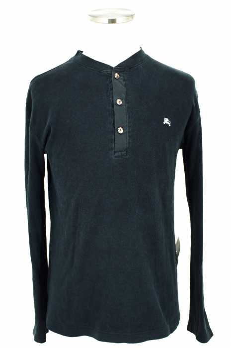 BURBERRY BLACK LABEL (バーバリーブラックレーベル) ワンポイントヘンリーネックカットソー メンズ トップス
