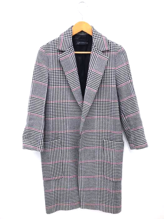 ZARA WOMAN（ザラ ウーマン） グレンチェックボタンレスチェスターコート レディース アウター