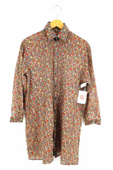 tricot COMME des GARCONS （トリココムデギャルソン） AD2008 ベロア切替 フラワーシャツワンピース レディース ワンピース