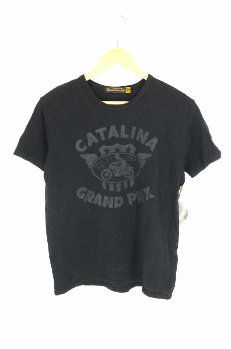 Johnson Motors（ジョンソンモータース） バイカーロゴプリント クルーネックTシャツ メンズ トップス