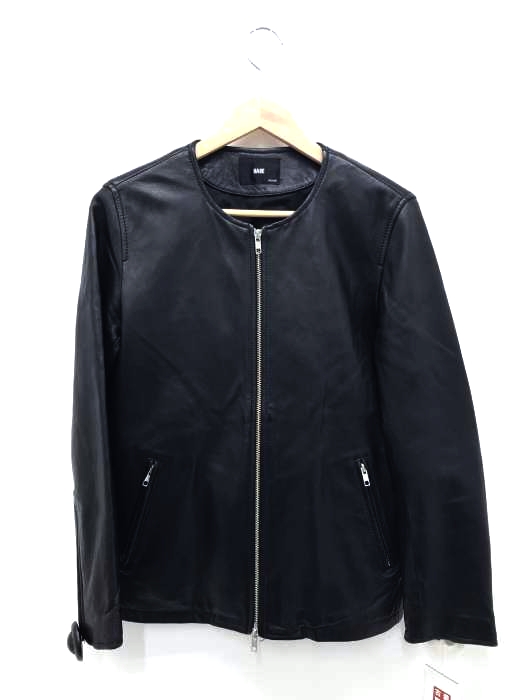 HARE(ハレ) ラムレザーノーカラーシングルライダースジャケット メンズ アウター