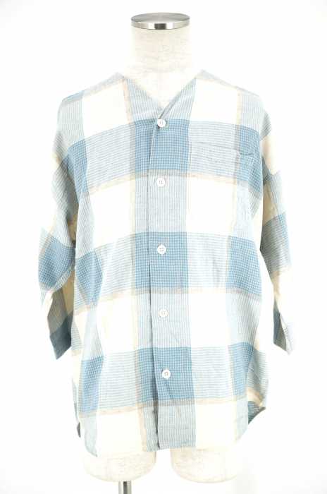 Steven Alan (スティーブンアラン) ノーカラーチェックシャツ メンズ トップス