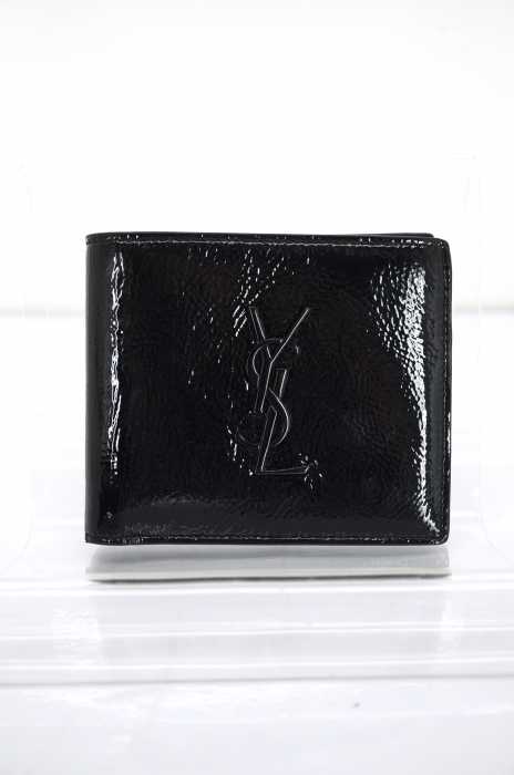 Saint Laurent(サンローラン) エナメル ロゴデザイン 二つ折り財布 メンズ 財布・ケース