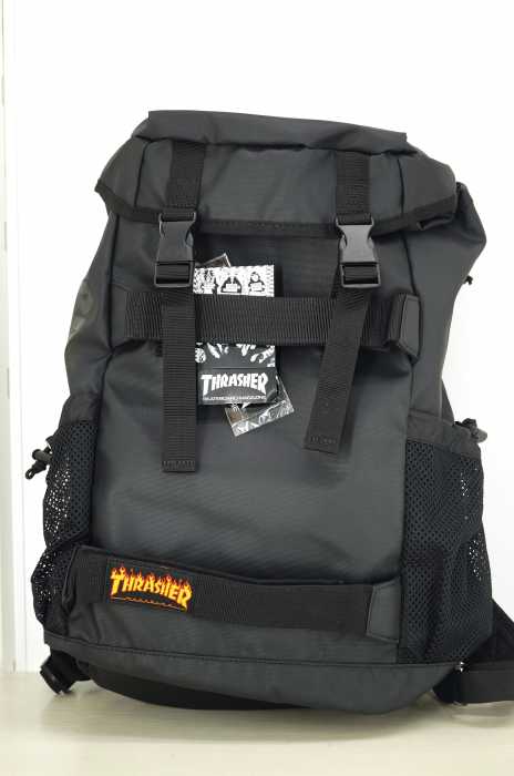 THRASHER（スラッシャー） ブラックフレイムロゴ リュック メンズ バッグ