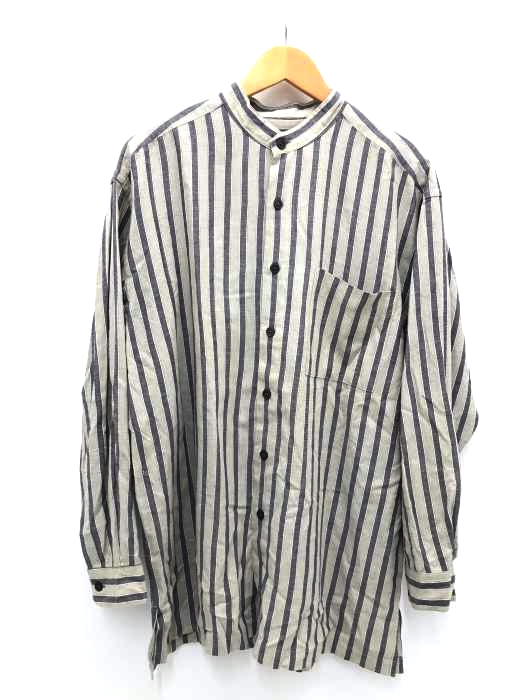 im product ISSEY MIYAKE(アイムプロダクト イッセイミヤケ) ノーカラーストライプシャツ メンズ トップス