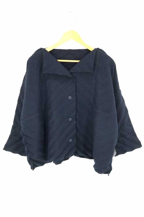 me ISSEY MIYAKE（ミー イッセイミヤケ） WOOL LIKE ORNAMENT プリーツ オーバーサイズ カーディガン レディース トップス