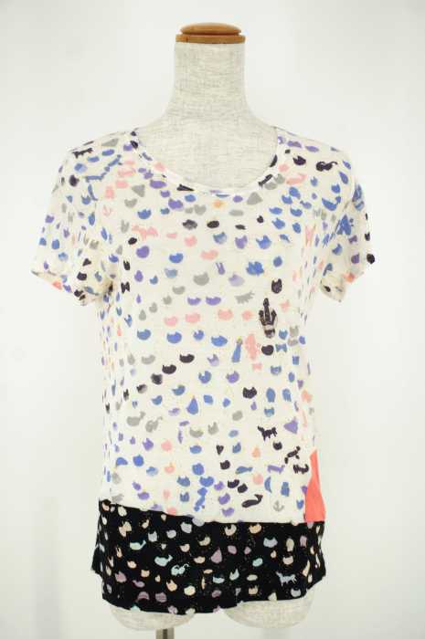 TSUMORI CHISATO （ツモリチサト） 総柄キャットラメプリントTシャツ レディース トップス
