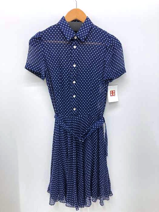 POLO RALPH LAUREN（ポロラルフローレン） ドット柄半袖シフォンワンピース ペチコート ベルト付き レディース ワンピース