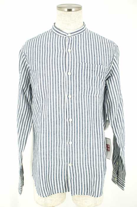 Gap (ギャップ) ノーカラーストライプボタンシャツ メンズ トップス