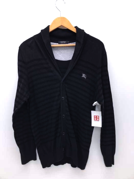 BURBERRY BLACK LABEL(バーバリーブラックレーベル) ボーダー柄 ショールカラーカーディガン メンズ トップス