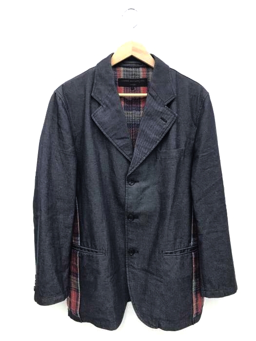 COMME des GARCONS HOMME（コムデギャルソンオム） AD2002  田中オム 転写チェック切替デニムテーラードジャケット メンズ アウター