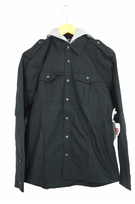 BURBERRY BLACK LABEL （バーバリーブラックレーベル） フード付き ボタンシャツ メンズ トップス