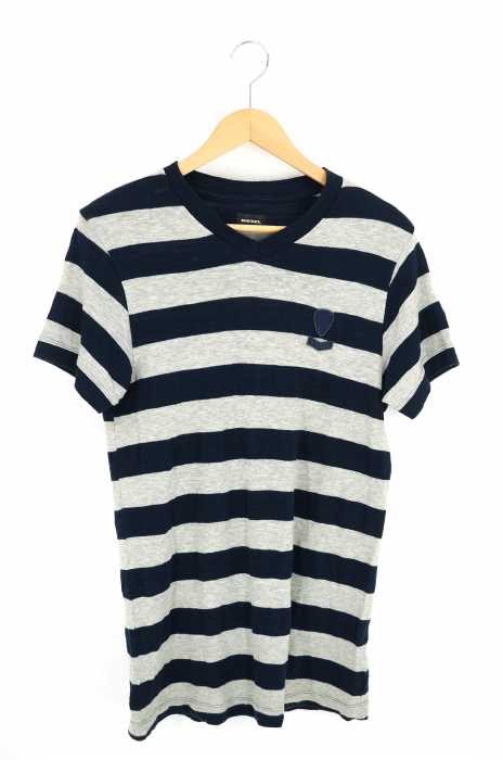 DIESEL （ディーゼル） Vネック ボーダーニットカットソー メンズ トップス