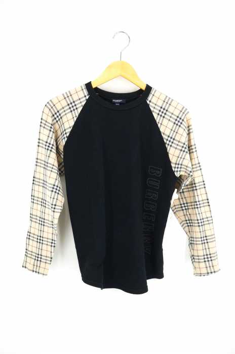 BURBERRY LONDON（バーバリーロンドン） 柄切替ロゴプリント ラグランTシャツ レディース トップス