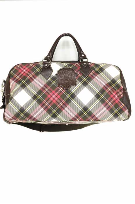 Vivienne Westwood LONDON（ヴィヴィアンウエストウッドロンドン） 切替レザーチェックボストンバッグ メンズ バッグ