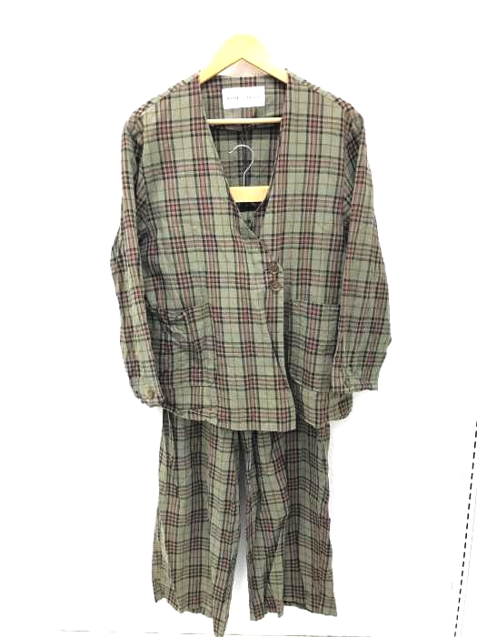 bulle de savon（ビュルデサボン） 19SS リネン混チェック セットアップ レディース セットアップ