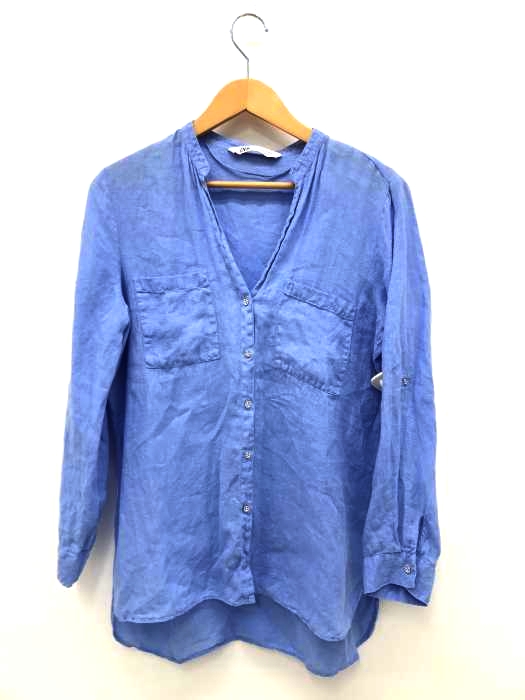 ZARA（ザラ） リネン バンドカラーシャツ レディース トップス