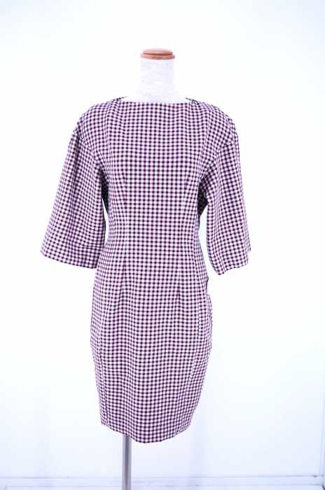 G V G V ジーヴィジーヴィ ギンガムチェックボートネックワンピース レディース ワンピース ブランド古着買取販売バズストア