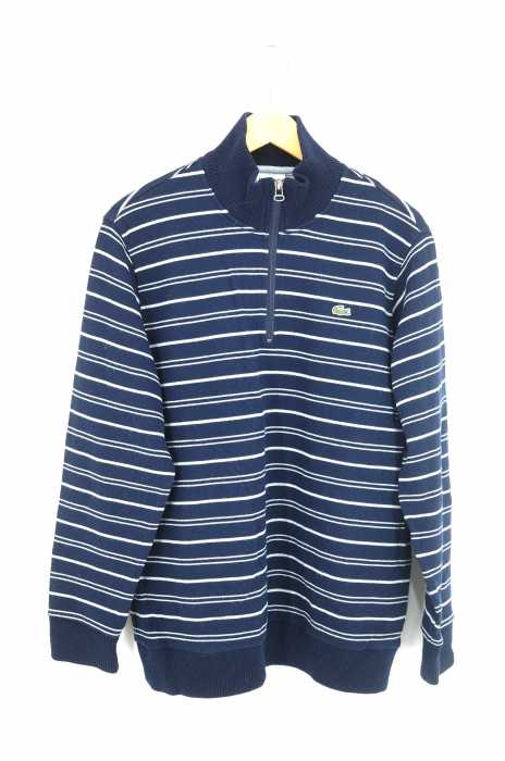 LACOSTE （ラコステ） 異素材混ボーダー ハーフジップ セーター メンズ トップス