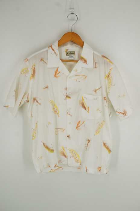 L.L.Bean （エルエルビーン） 70~80S 疑似餌柄コットンオープンカラーシャツ USA製 メンズ トップス