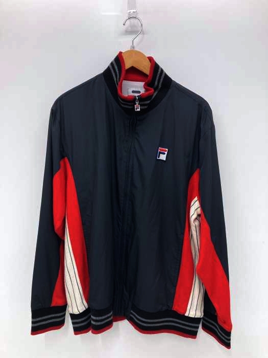 FILA(フィラ) 刺繍タグ ニット切替ナイロンジップジャケット メンズ アウター