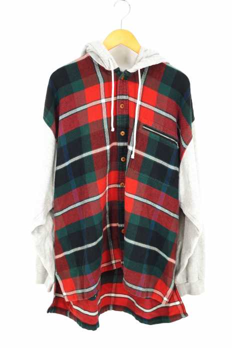 POLO SPORT RALPH LAUREN（ポロスポーツラルフローレン） 襟フードスウェット切替ビッグシルエットネルシャツ メンズ トップス