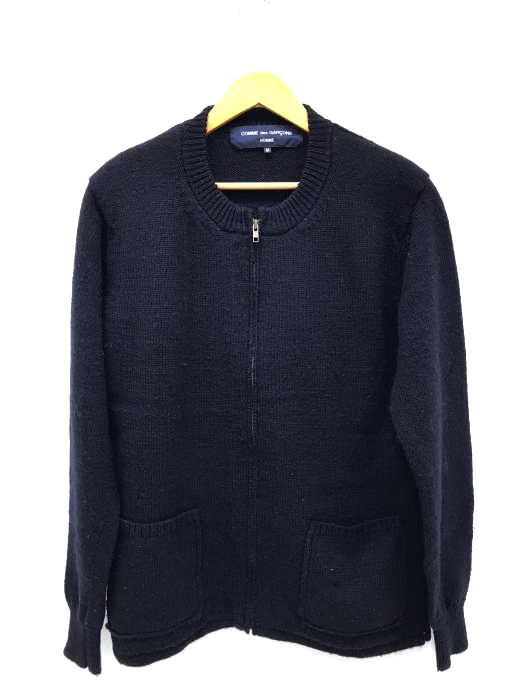 COMME des GARCONS HOMME（コムデギャルソンオム） AD2005 フロント裏ボア クルーネックジップニットジャケット メンズ アウター