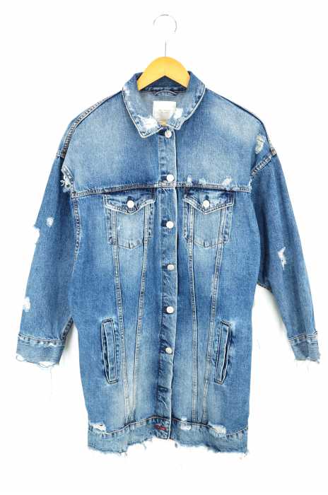 ZARA trafaluc(ザラトラファルック) クラッシュ ロング デニム ジャケット レディース アウター
