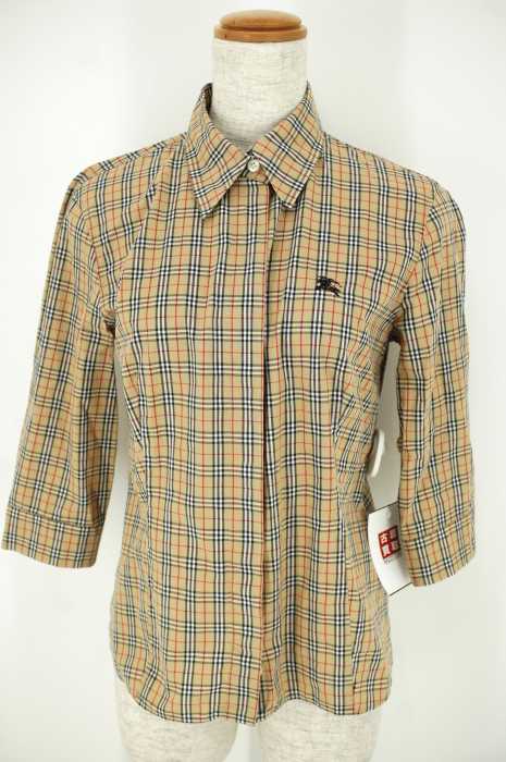 BURBERRY LONDON BLUE LABEL （バーバリーロンドンブルーレーベル） 七分丈チェック柄シャツ レディース トップス